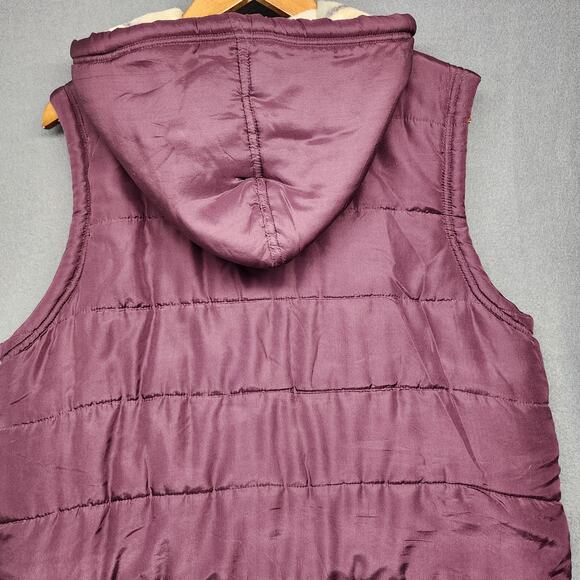NY News Vest Women Medium Purple Silk Hooded Full Zip Fleece Lined Vtg Y2K - Picture 10 of 10